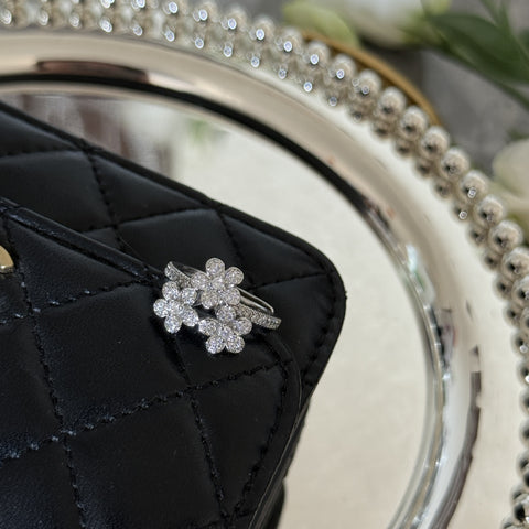 Zircon Floral Ring - Adjustable