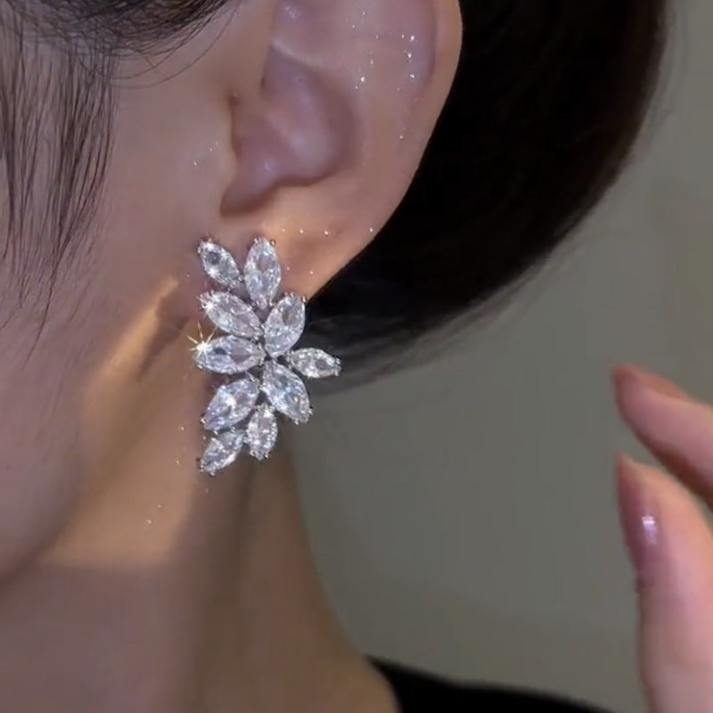 ZER37 - Zircon Leaf Earrings