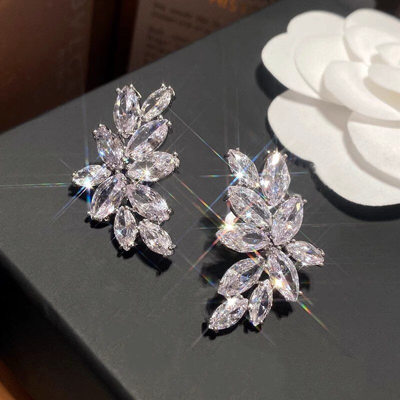 ZER37 - Zircon Leaf Earrings