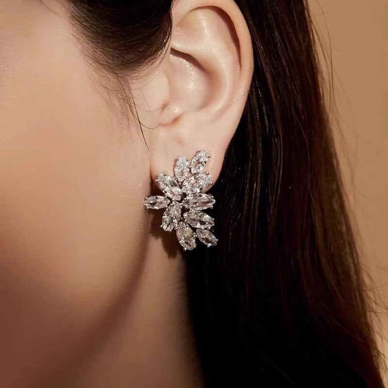 ZER37 - Zircon Leaf Earrings
