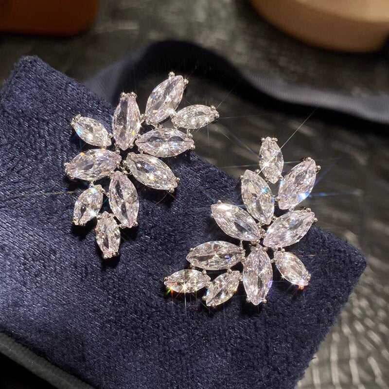 ZER37 - Zircon Leaf Earrings