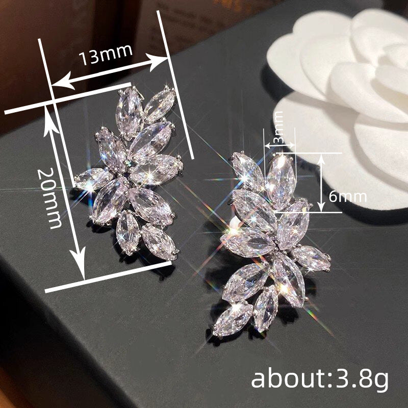ZER37 - Zircon Leaf Earrings