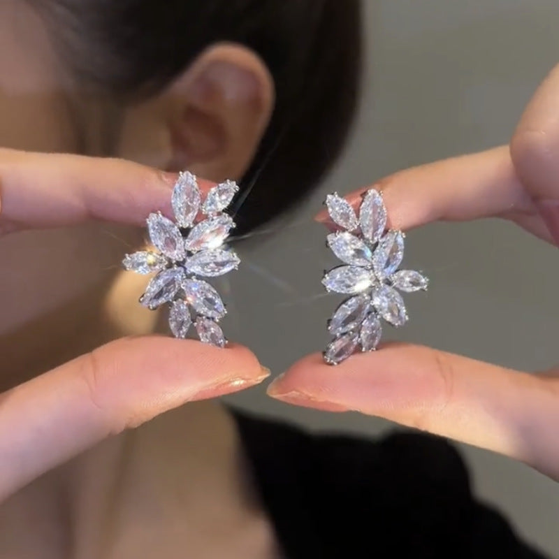 ZER37 - Zircon Leaf Earrings