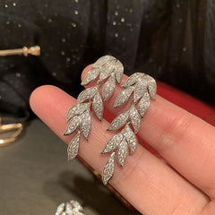 ZER15 - Zircon Sparkling Leaf Earrings