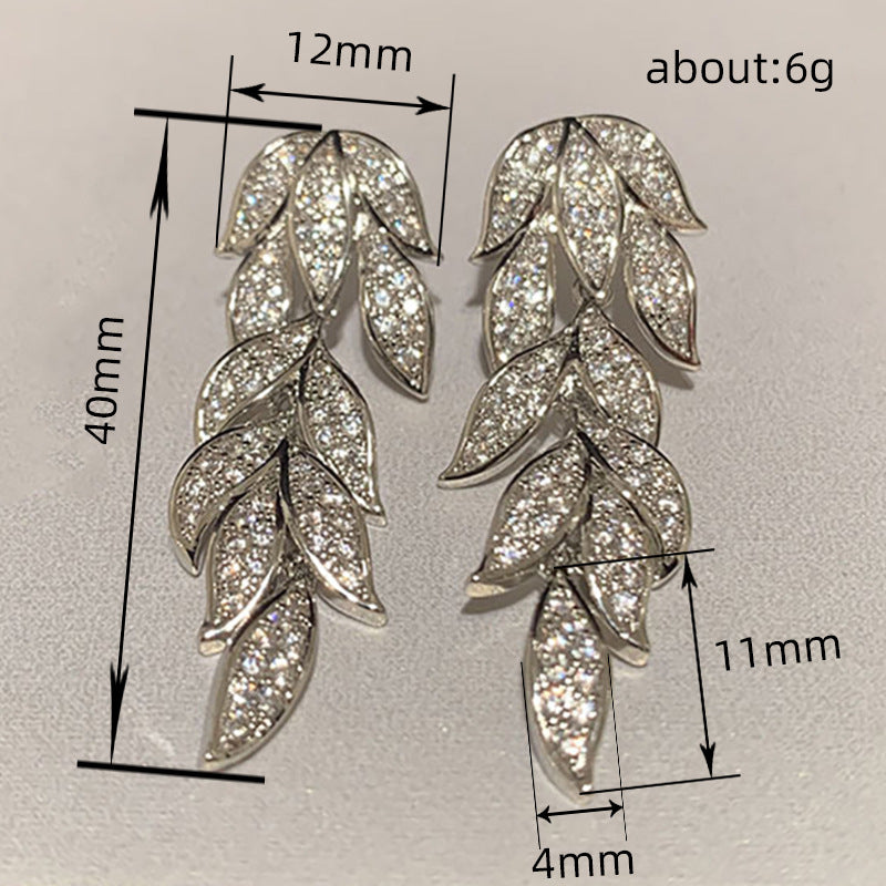ZER15 - Zircon Sparkling Leaf Earrings