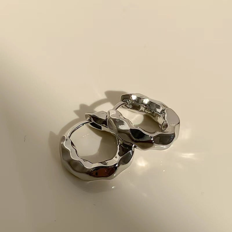 Metal High-Grade Pleated Circle Earrings