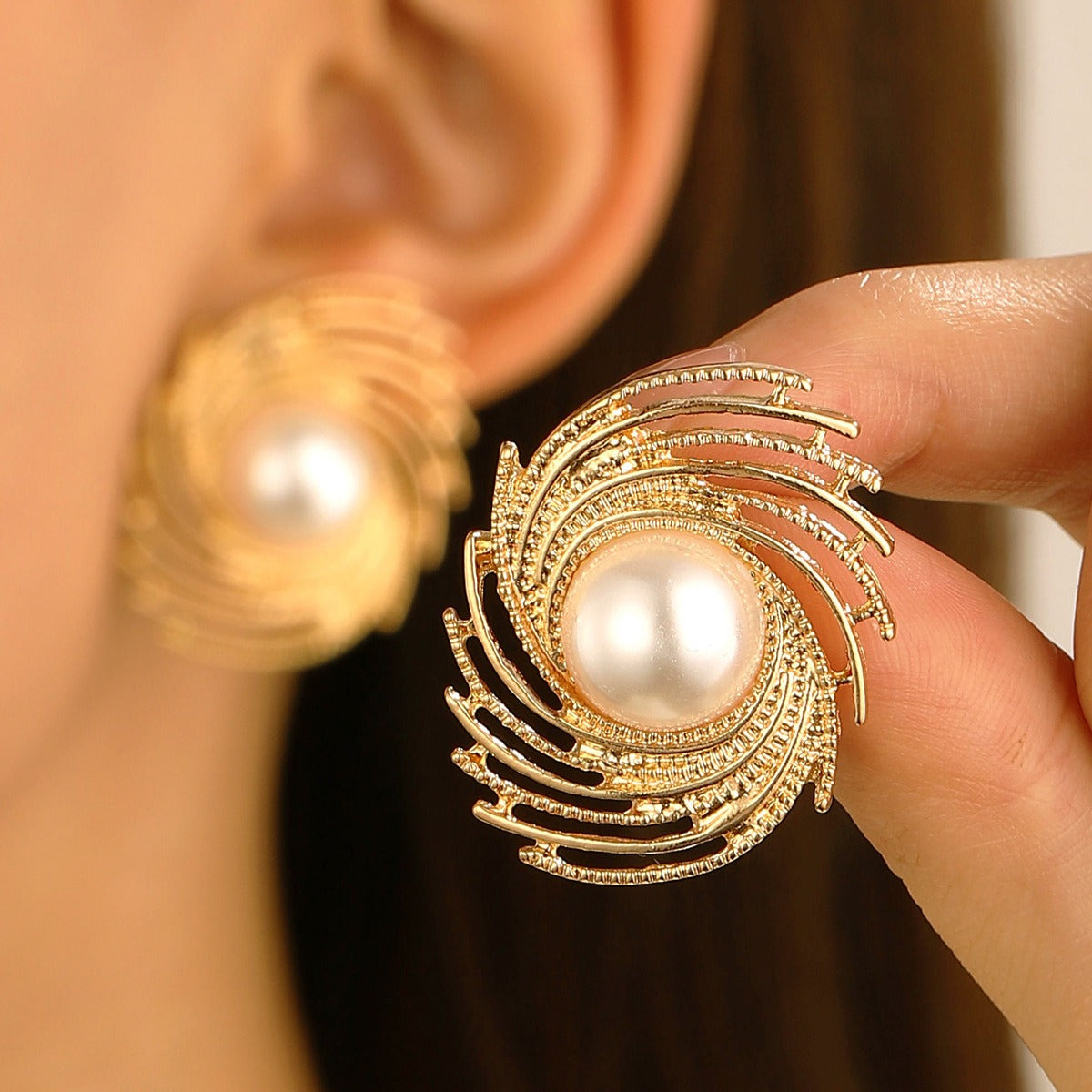 New Pearl Spiral Earrings