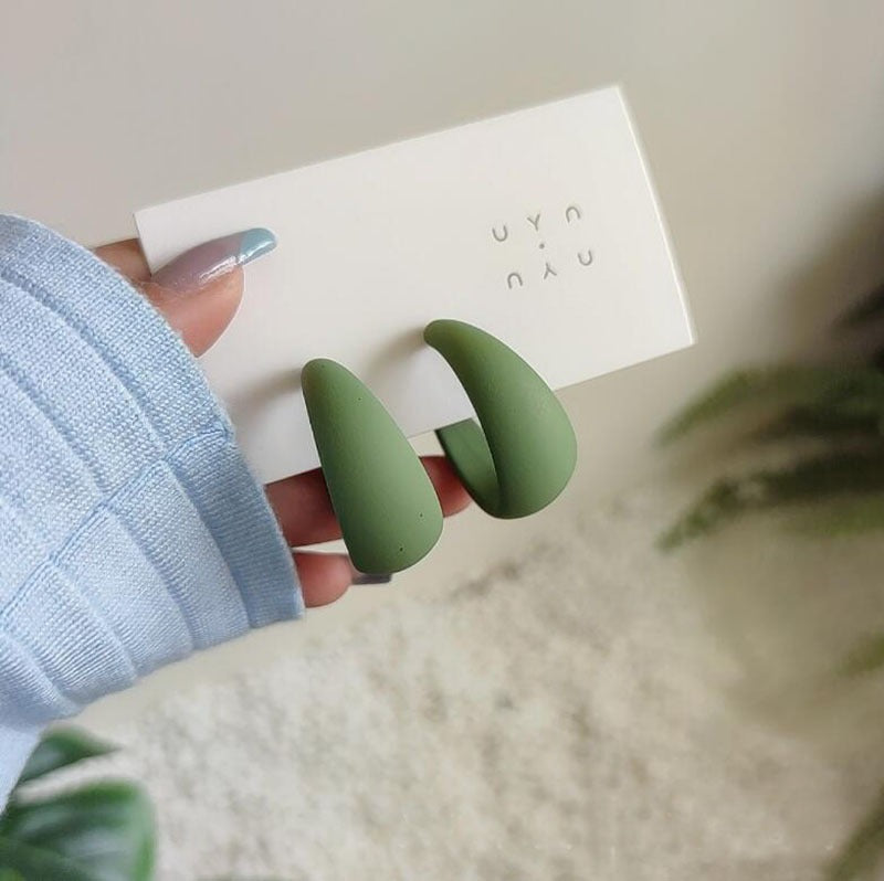 New Korea Colorful Acrylic Geometric C-shaped Hoop Earrings - Zi Collection Hub