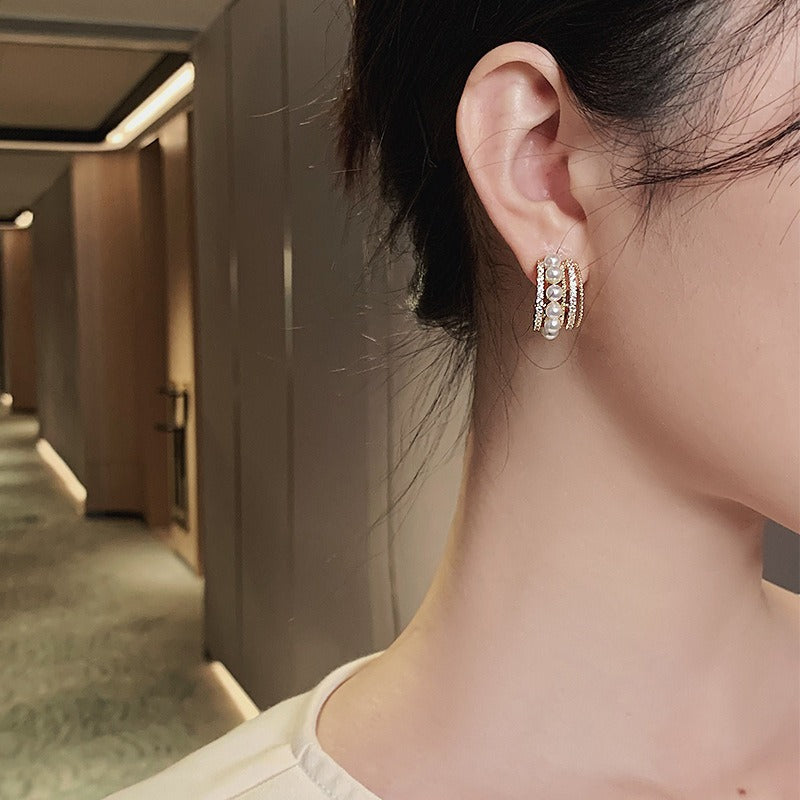 Pearl C-shaped Earrings Korean Fashion Charm Women Earring - Zi Collection Hub