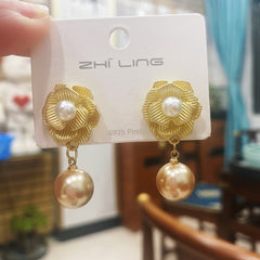 French Rose Pearl Earrings