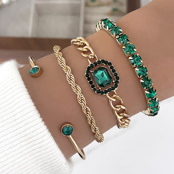 4pcs Vintage Chain Adjustable Acrylic Crystal Bracelet - Zi Collection Hub