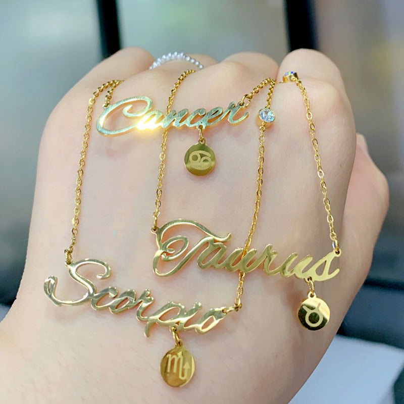New Stainless Steel Zodiac Zodiac Necklace