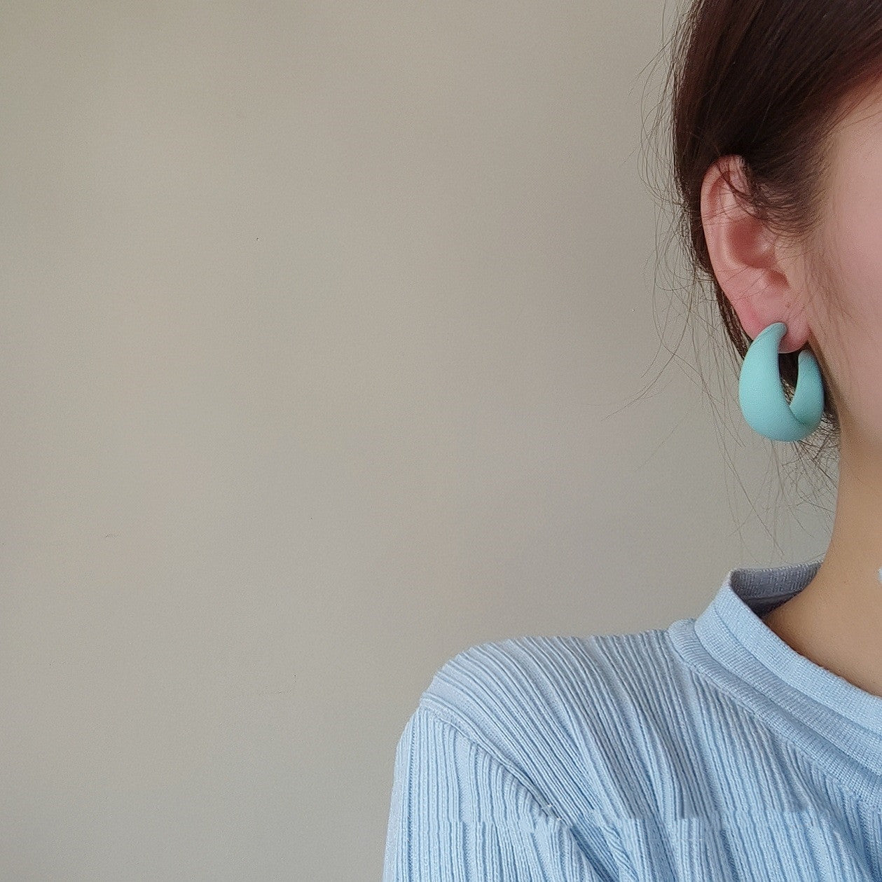 New Korea Colorful Acrylic Geometric C-shaped Hoop Earrings - Zi Collection Hub