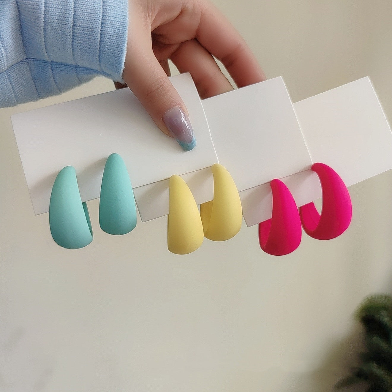 New Korea Colorful Acrylic Geometric C-shaped Hoop Earrings - Zi Collection Hub