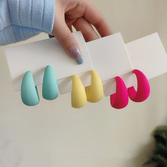 New Korea Colorful Acrylic Geometric C-shaped Hoop Earrings