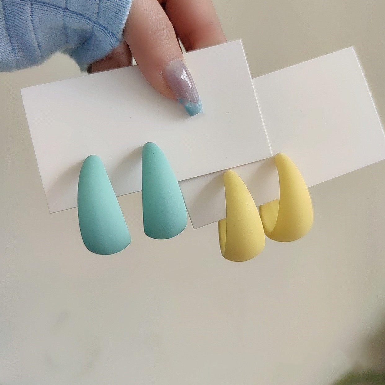 New Korea Colorful Acrylic Geometric C-shaped Hoop Earrings - Zi Collection Hub