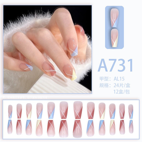 Triangle Geometric French Fake Nails  - 24Pcs