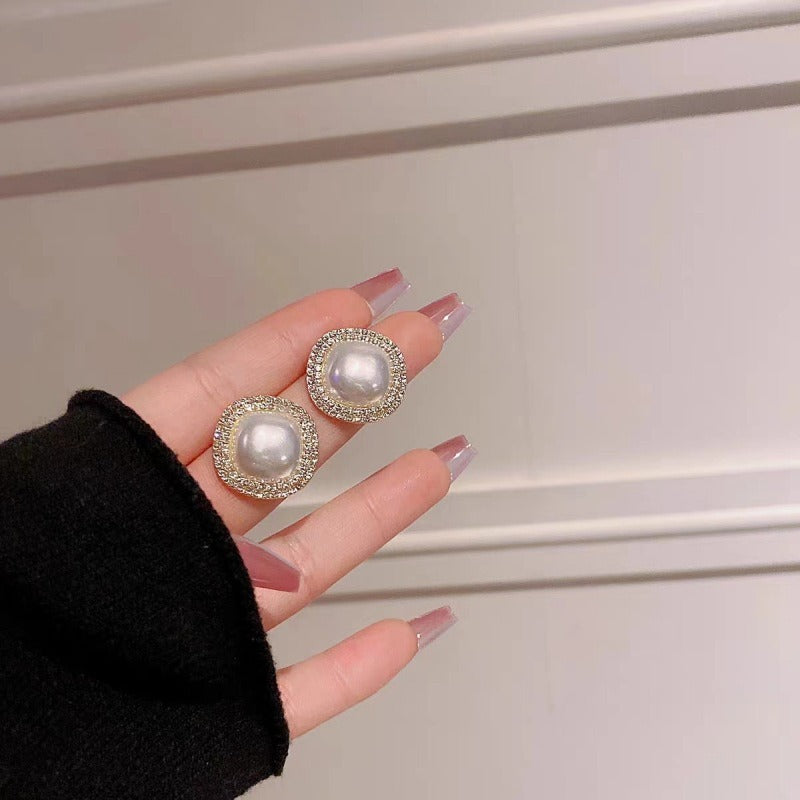 Pearl Geometric Square Earrings Fashionable - Zi Collection Hub