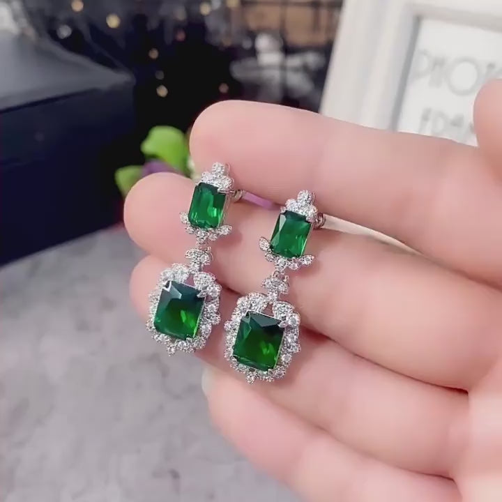 ZER04 - Luxury Elegant Green Cubic Zirconia Earrings