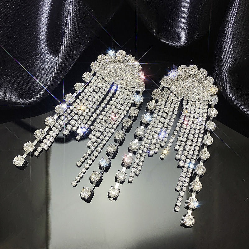 Rhinestones Long Tassel Earrings High-Quality - Zi Collection Hub