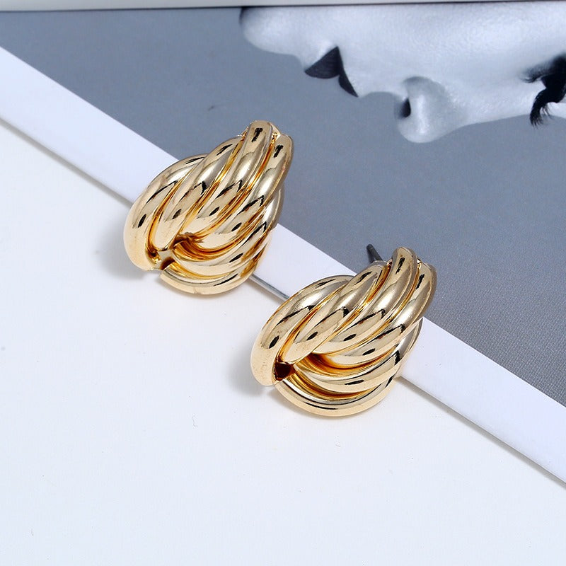ZA Exaggerated Metal Winding Earrings - Zi Collection Hub