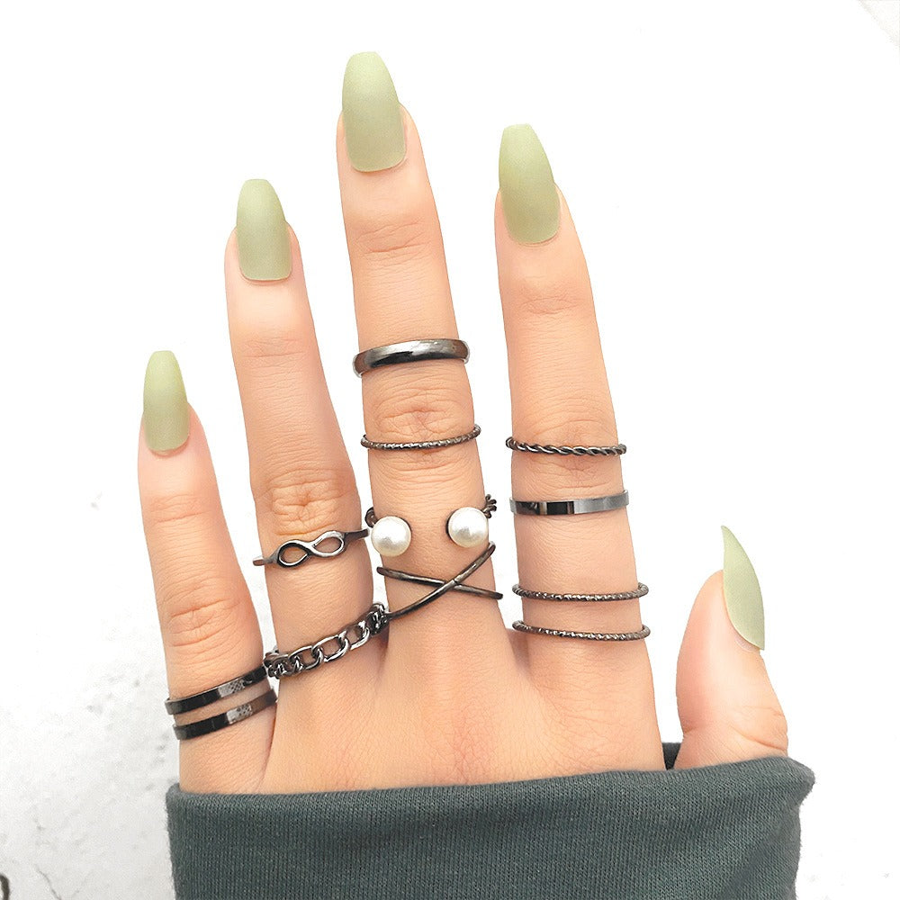 Creative Personality Cross Twist Chain Knuckle Finger Ring Sets - Zi Collection Hub