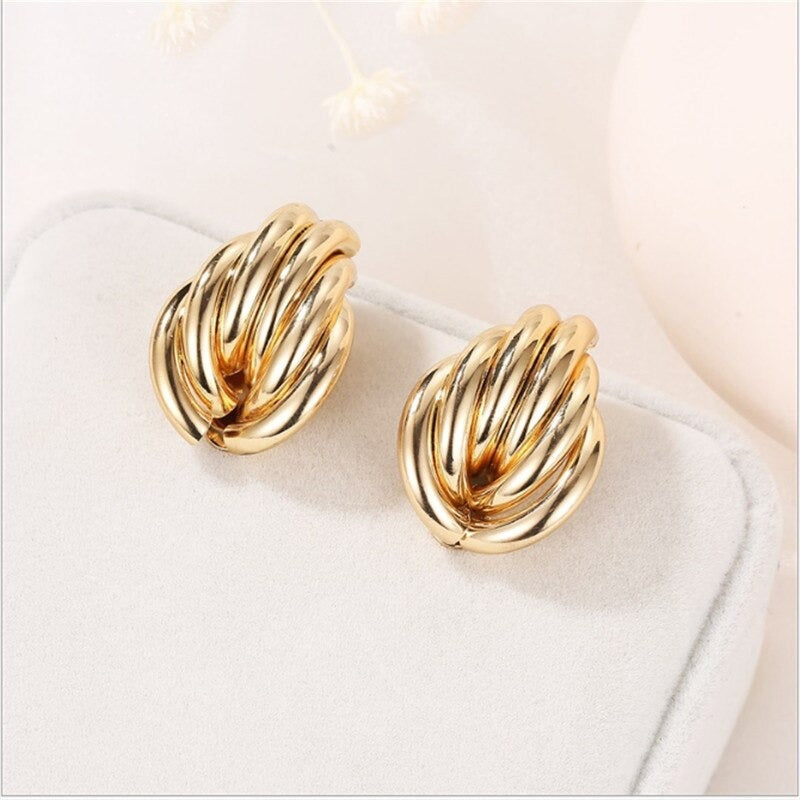 ZA Exaggerated Metal Winding Earrings - Zi Collection Hub