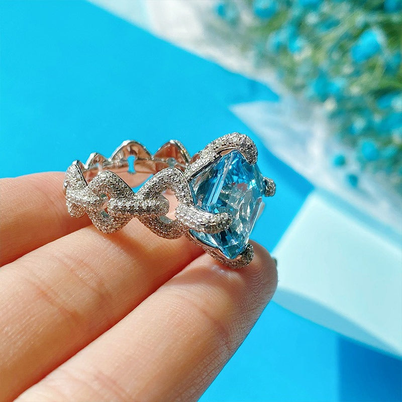 Natural Aquamarine Topaz Ring - Zi Collection Hub