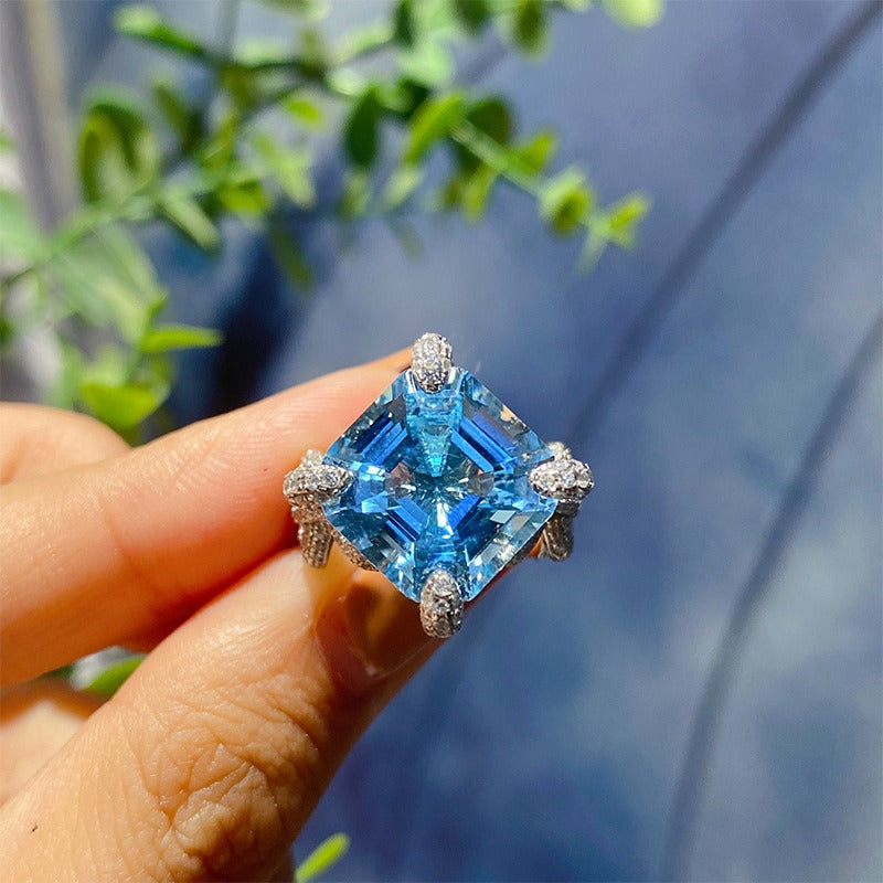 Natural Aquamarine Topaz Ring - Zi Collection Hub