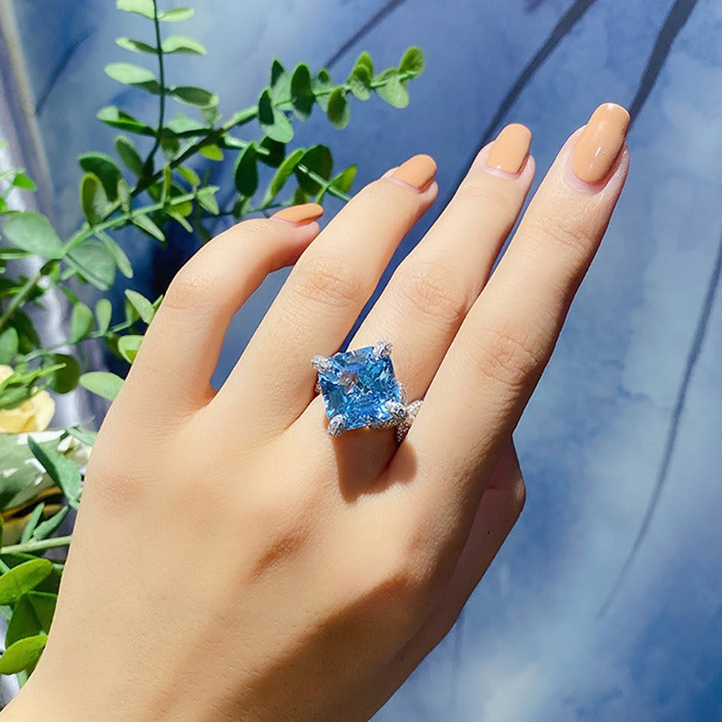 Natural Aquamarine Topaz Ring - Zi Collection Hub