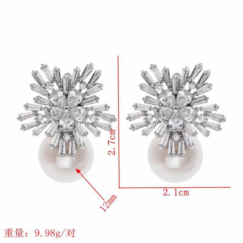 925 silver needle snowflakes zircon earring - Zi Collection Hub
