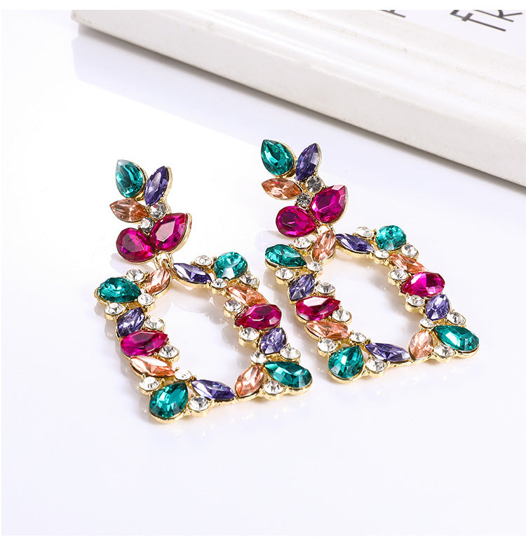 Colorful Square Rhinestone Statement Earring - Zi Collection Hub