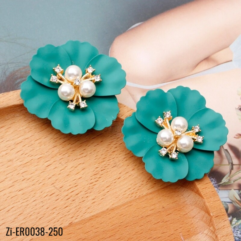 Multicolor Cute Flower Charm Huggie Earrings - Zi Collection Hub