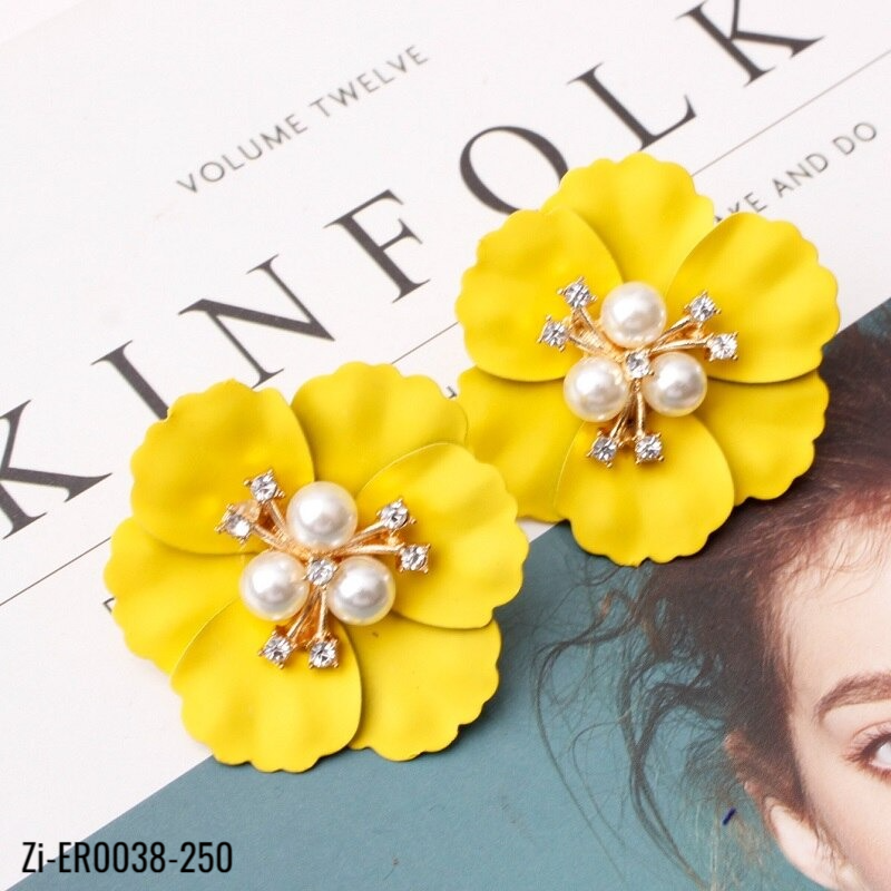 Multicolor Cute Flower Charm Huggie Earrings - Zi Collection Hub