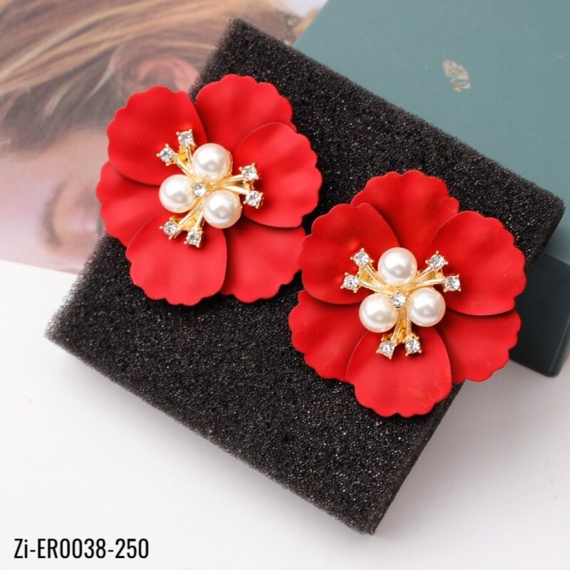 Multicolor Cute Flower Charm Huggie Earrings - Zi Collection Hub