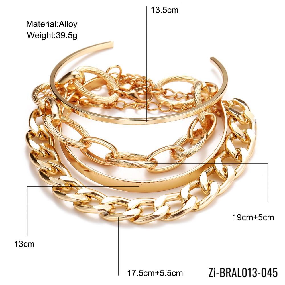 4Pcs Punk Heavy Metal Big Thick Chain Bracelet Set - Zi Collection Hub