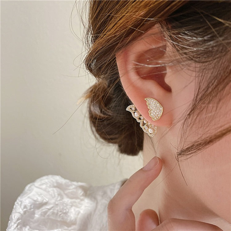 925 silver needle Korean version full diamond butterfly earrings - Zi Collection Hub