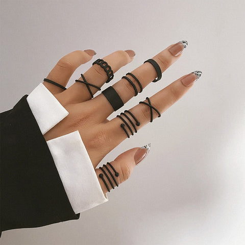 Vintage Black Rings Set