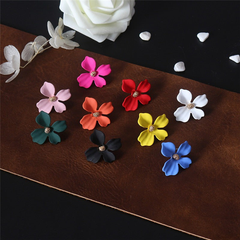 925 Silver Needle Cute Four-Petal Flower Earrings - Zi Collection Hub