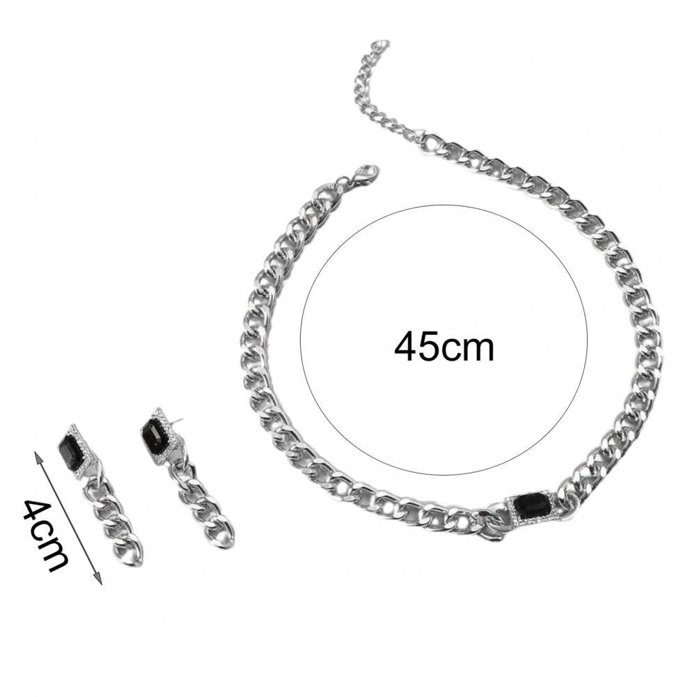 2Pcs/Set Thick Chain Hip Hop Adjustable Necklace Earrings Set - Zi Collection Hub