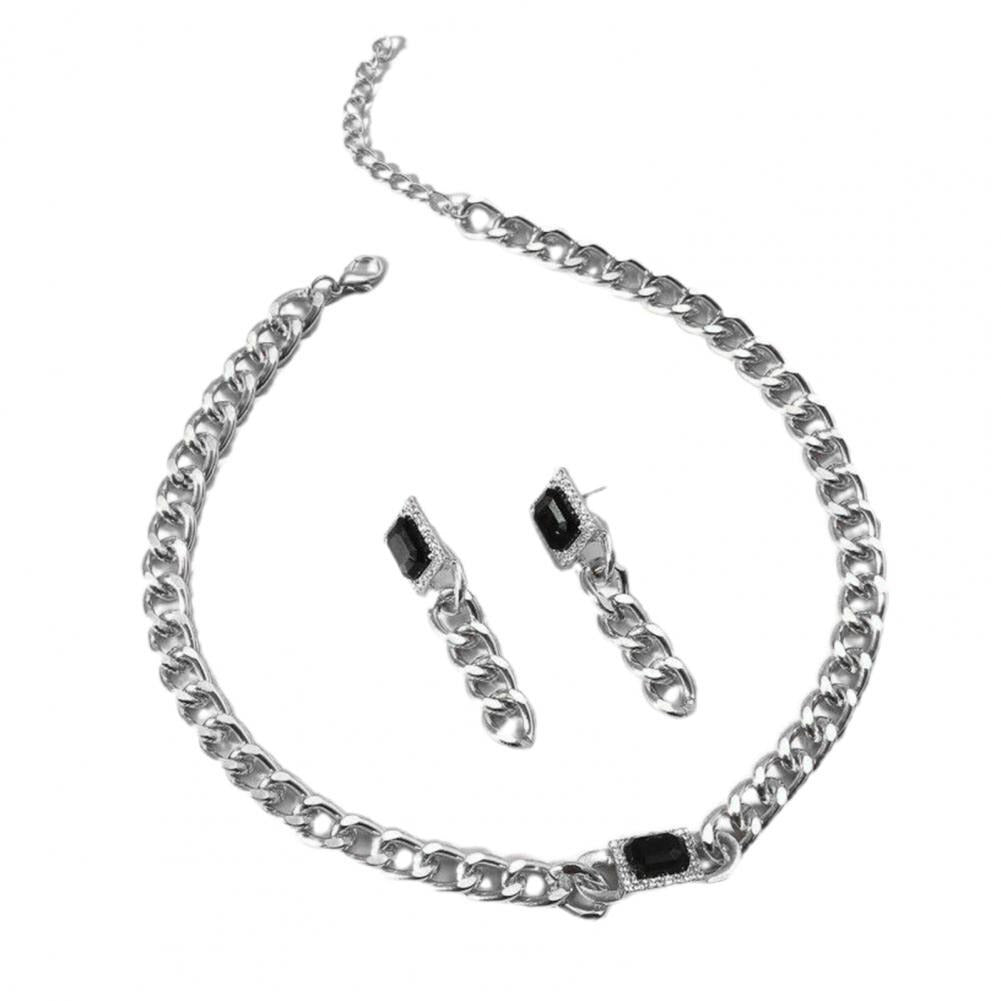 2Pcs/Set Thick Chain Hip Hop Adjustable Necklace Earrings Set - Zi Collection Hub