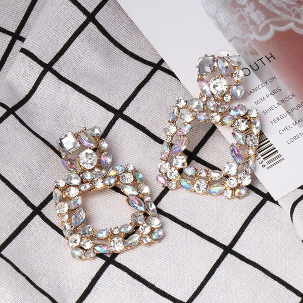 Retro Earrings Studded with Diamonds