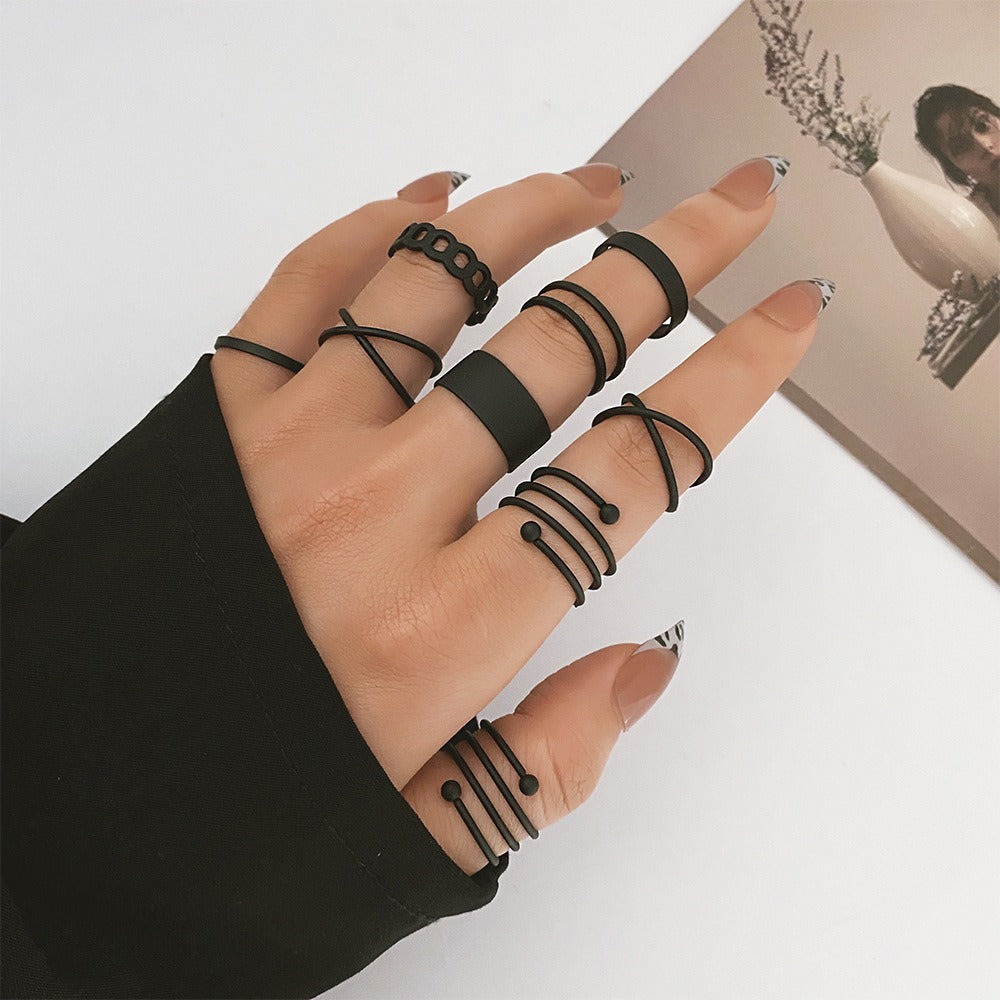 Vintage Black Rings Set - Zi Collection Hub