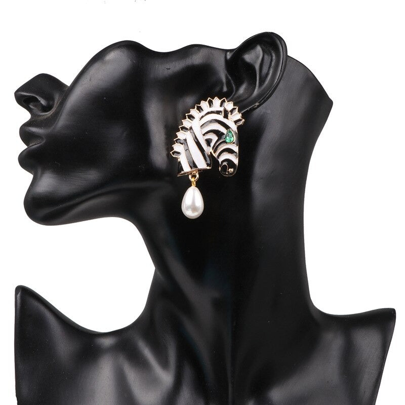 White Black Zebra Earrings - Zi Collection Hub