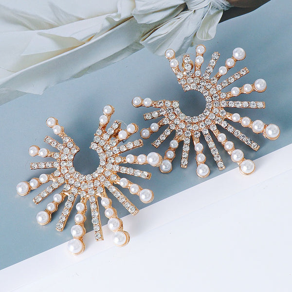 Rhinestone imitation Pearl Earrings