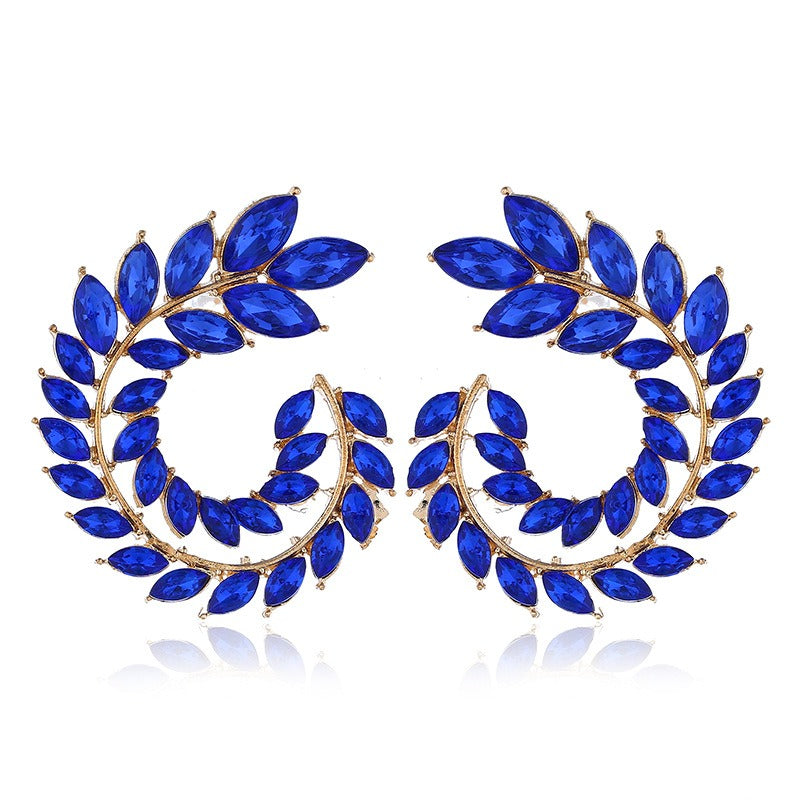 Leaf Zircon Earrings Exaggerated Feather Branch - Zi Collection Hub