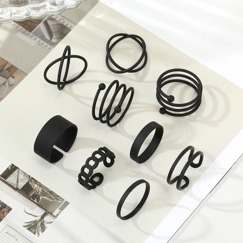 Vintage Black Rings Set - Zi Collection Hub