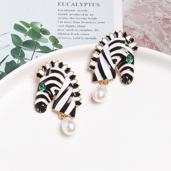 White Black Zebra Earrings - Zi Collection Hub