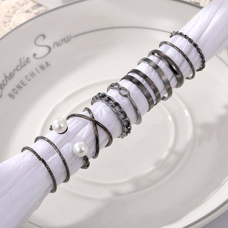 Creative Personality Cross Twist Chain Knuckle Finger Ring Sets - Zi Collection Hub
