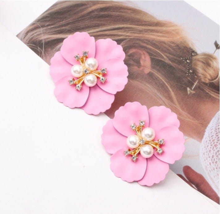 Multicolor Cute Flower Charm Huggie Earrings - Zi Collection Hub